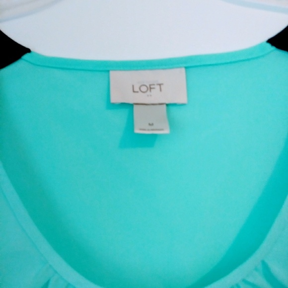 Ann Taylor Loft Color Block Teal Sleeveless Blouse - Picture 3 of 3